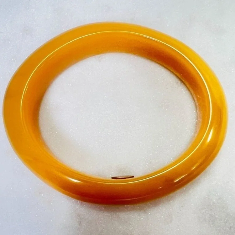 Vintage Kenneth Lane Bracelet Oval KJL Butterscotch Bangle Size 7 X .75" - Picture 7 of 7